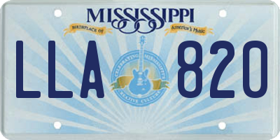 MS license plate LLA820