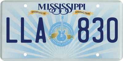 MS license plate LLA830