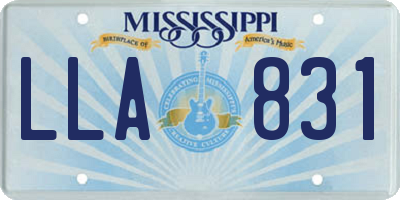 MS license plate LLA831