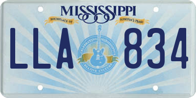 MS license plate LLA834