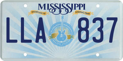 MS license plate LLA837