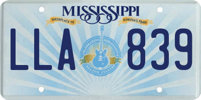 MS license plate LLA839