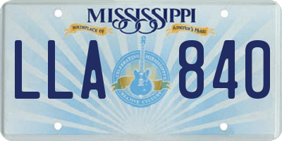 MS license plate LLA840