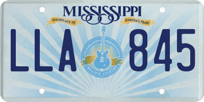 MS license plate LLA845
