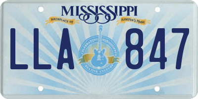 MS license plate LLA847