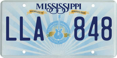 MS license plate LLA848