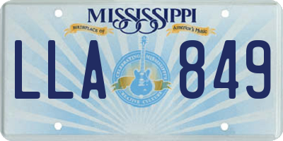 MS license plate LLA849