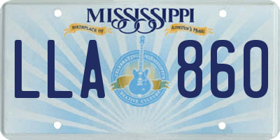 MS license plate LLA860