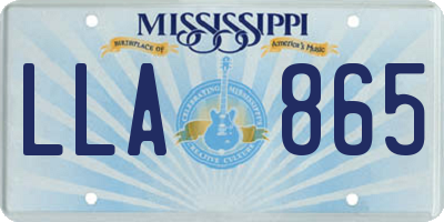 MS license plate LLA865