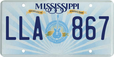 MS license plate LLA867