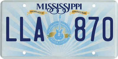 MS license plate LLA870