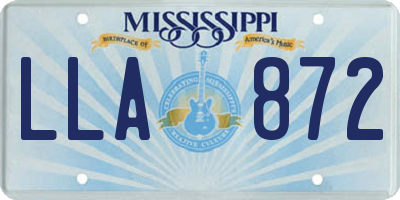 MS license plate LLA872