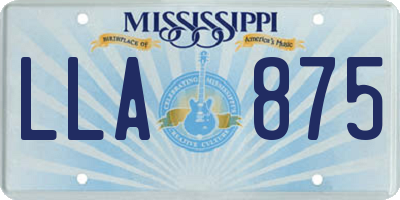 MS license plate LLA875
