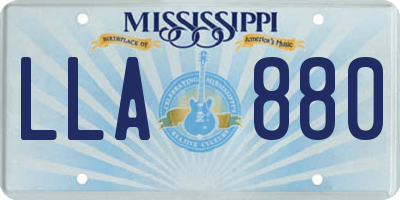 MS license plate LLA880
