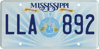 MS license plate LLA892
