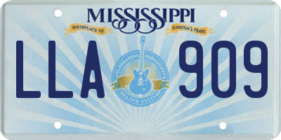 MS license plate LLA909