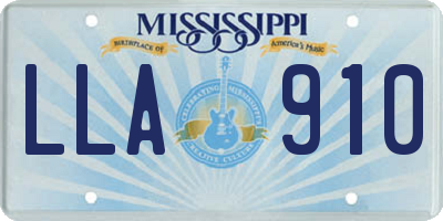 MS license plate LLA910