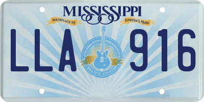 MS license plate LLA916