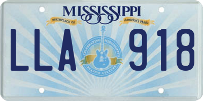 MS license plate LLA918