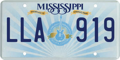 MS license plate LLA919