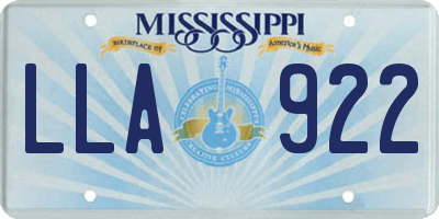MS license plate LLA922