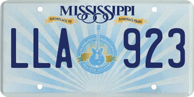 MS license plate LLA923