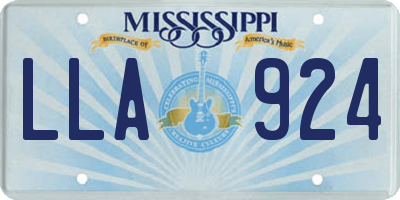MS license plate LLA924