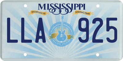 MS license plate LLA925
