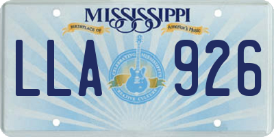 MS license plate LLA926