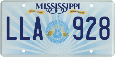 MS license plate LLA928