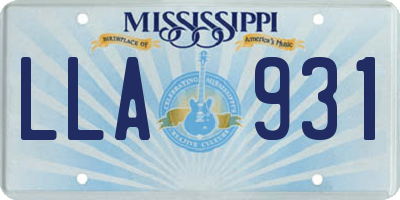 MS license plate LLA931