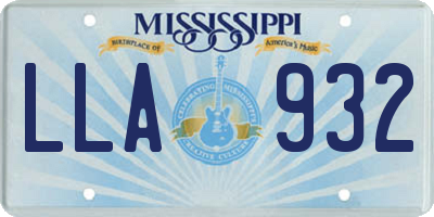 MS license plate LLA932