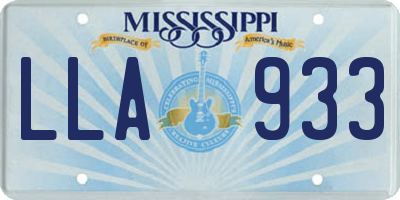 MS license plate LLA933