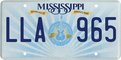MS license plate LLA965