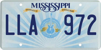 MS license plate LLA972