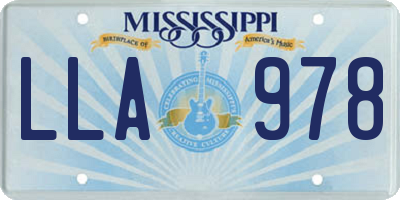 MS license plate LLA978