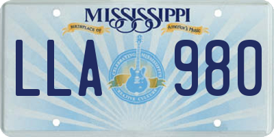 MS license plate LLA980