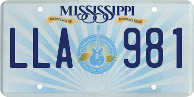 MS license plate LLA981