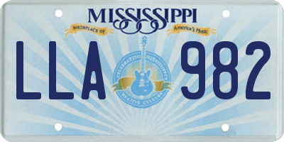 MS license plate LLA982