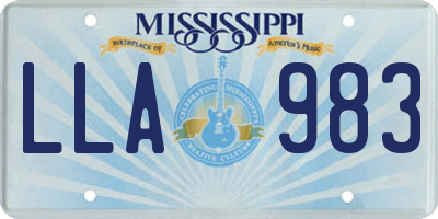 MS license plate LLA983