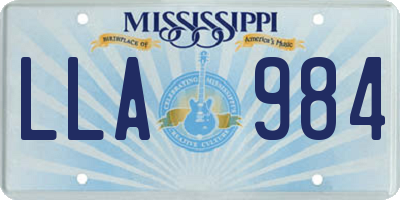 MS license plate LLA984