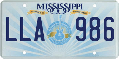 MS license plate LLA986
