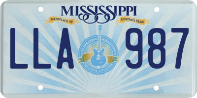 MS license plate LLA987