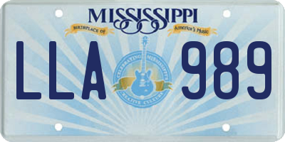 MS license plate LLA989