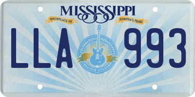 MS license plate LLA993