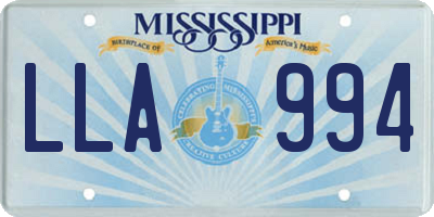 MS license plate LLA994