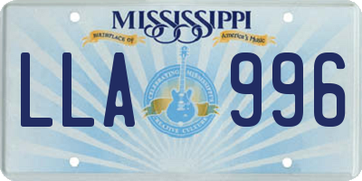 MS license plate LLA996