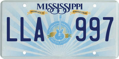 MS license plate LLA997