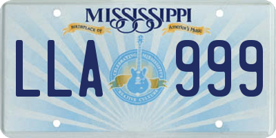 MS license plate LLA999