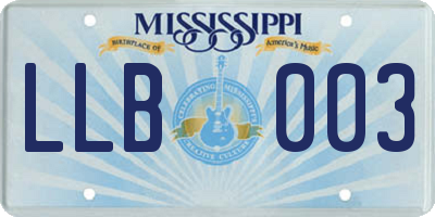 MS license plate LLB003